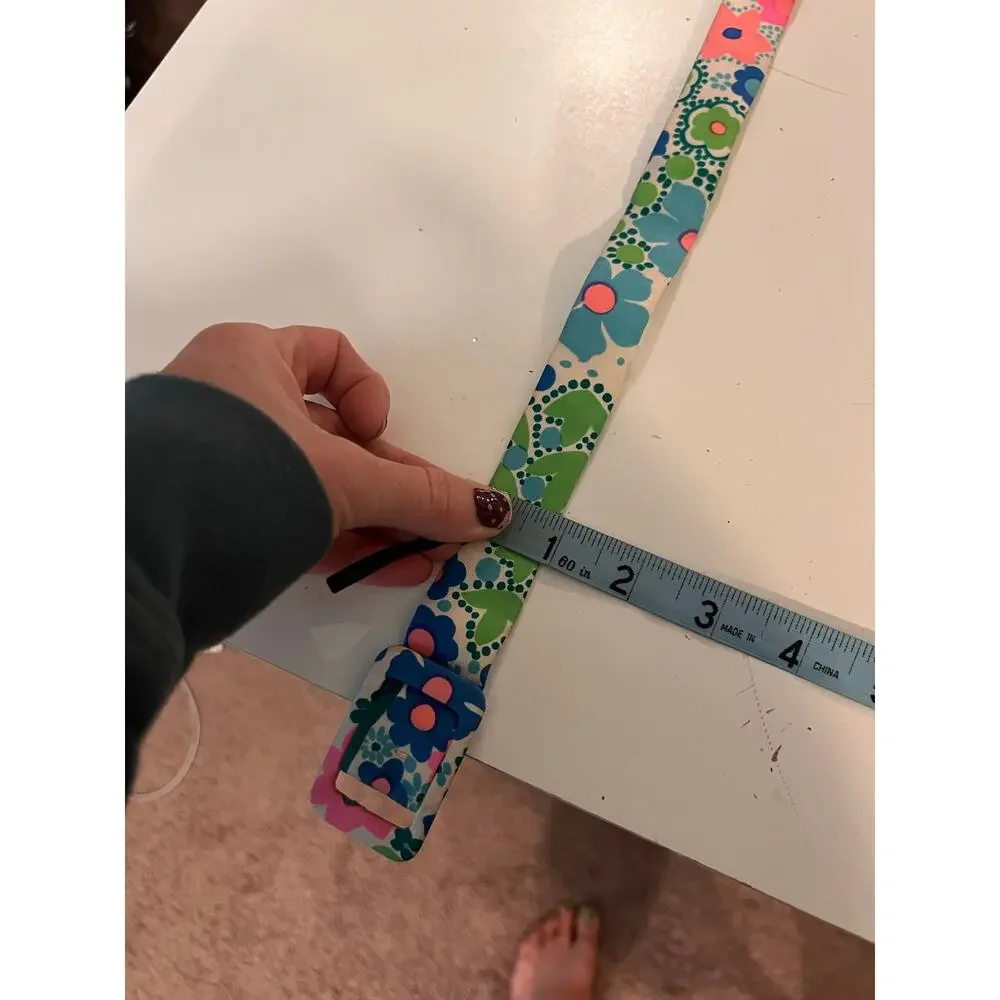 Vintage 1970s Bright Floral Mod Print Fabric Wrap Belt Size Large - Free Size